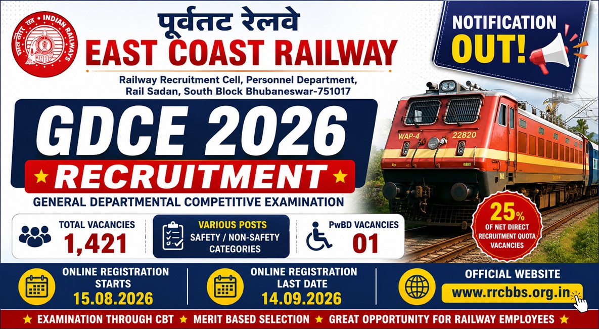East Coast Railway GDCE Recruitment 2026